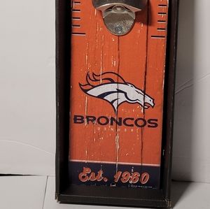 DENVER BRONCOS  BOTTLE OPENER WOOD PLAQUE